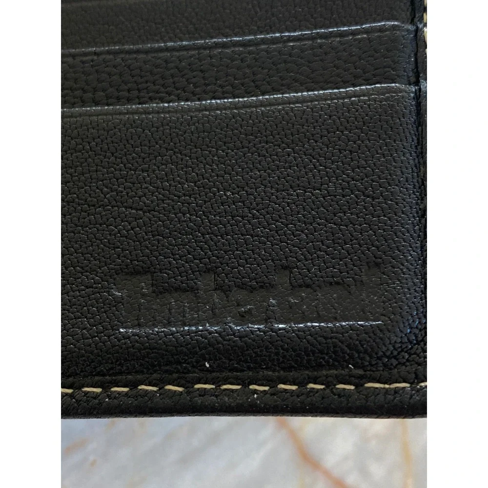 Timberland Mens Black Leather Bifold Wallet Contrast Stitch Embossed Tree Logo